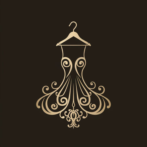 Fashion boutique logo, stylized hanger morphing into elegant form