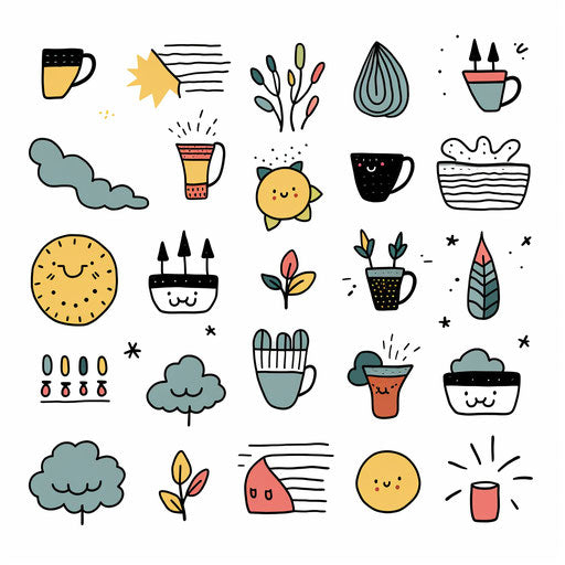 Doodle clipart in Minimalist style, on white background