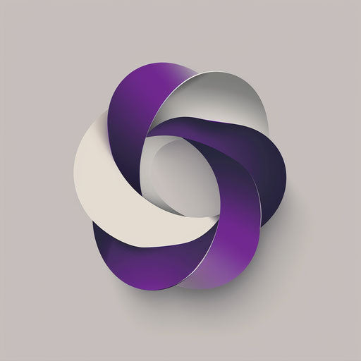 Online logo with abstract shapes and clean design, purple and grey palette