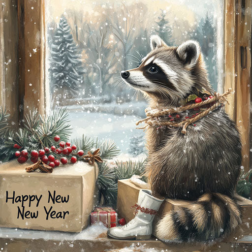 Festive Happy New Year Card Greeting NYE Artworks