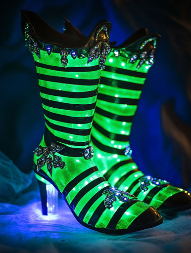 Glowing LED striped witch boots - Halloween decoration