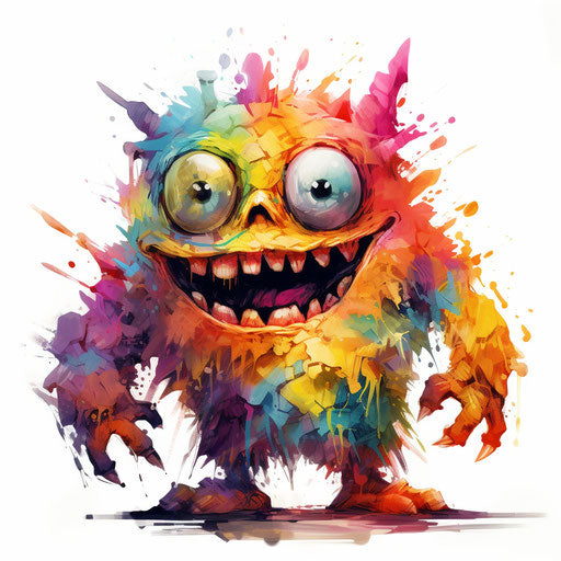 Monster in Impressionistic Art on white background