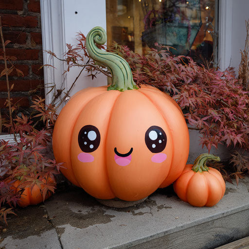 Illustration of a large smiling orange pumpkin
