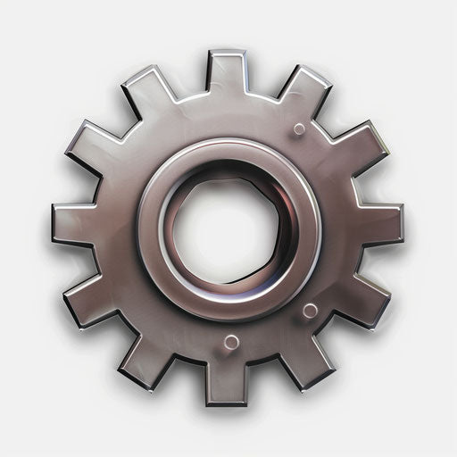 Realistic gear clipart on flat white backdrop