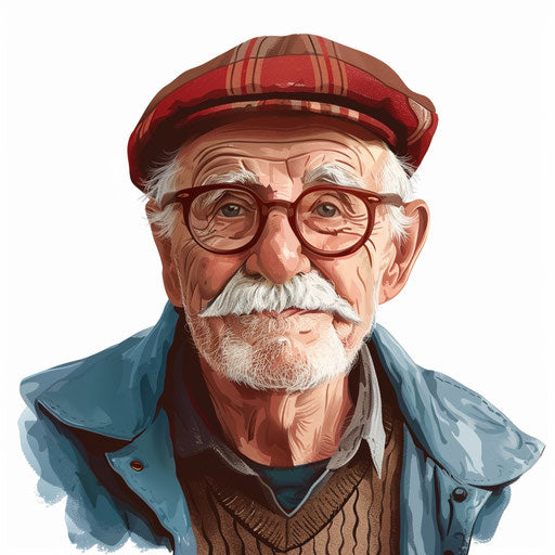 Realistic grandfather clipart on flat white background