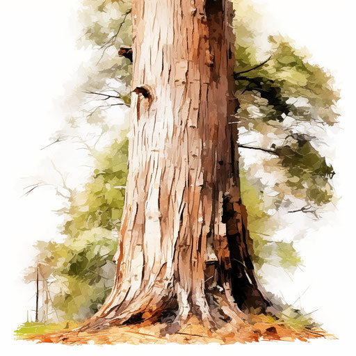 Tree trunk illustration in the style of Impressionistic Art