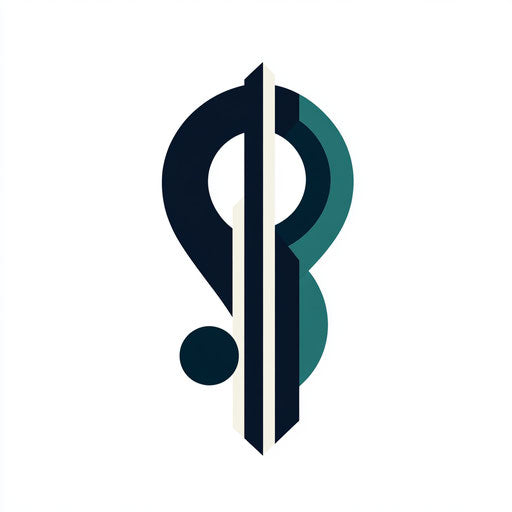 Sophisticated music logo with a geometric layered music staff icon and refined typography, in a harmonious teal and navy blue palette, isolated on a flat white background.