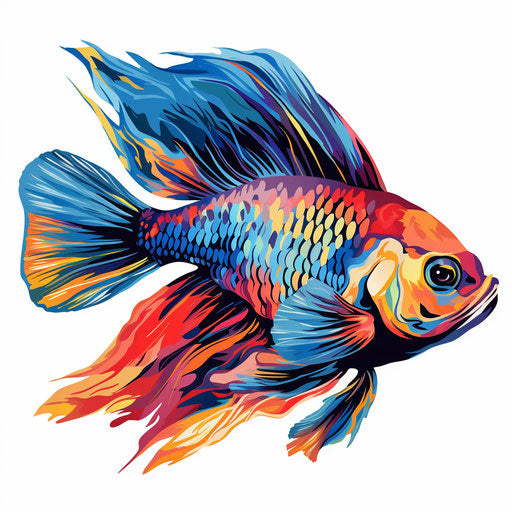 Fish clipart in the style of Chiaroscuro Art, on a white background