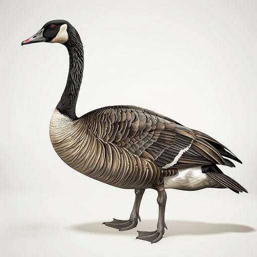 Realistic goose on flat white background