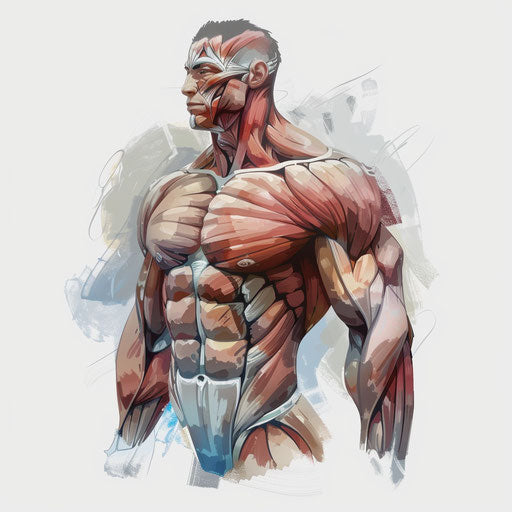 Realistic muscle clipart on flat white background