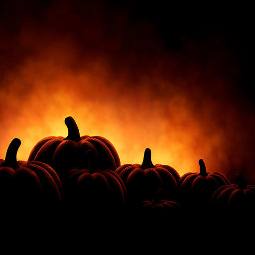 Glowing Pumpkins in a Festive Dark Setting