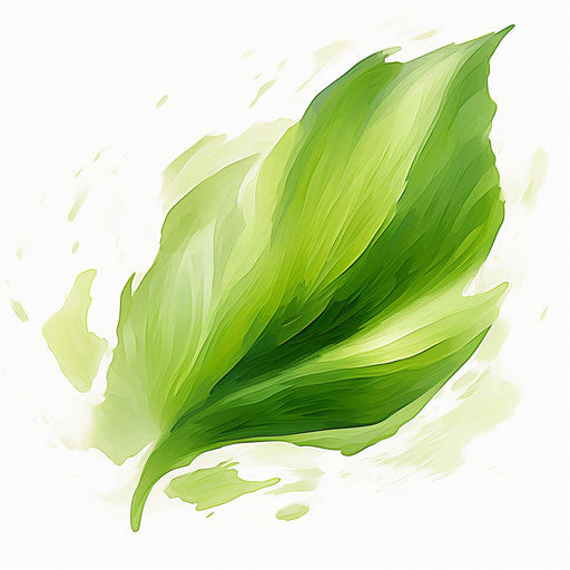 Green leaf clipart in the style of Impressionistic Art, on a white background