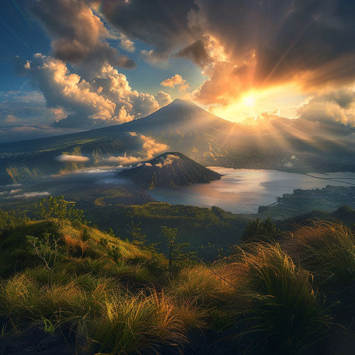 Dramatic sunset on Mount Batur, Marc Adamus style