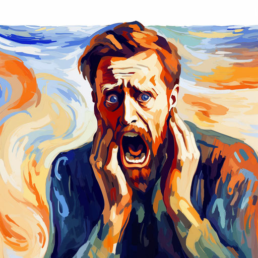 Nervous clipart in the style of Impressionist Art, on a white background