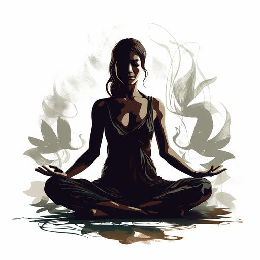 Chiaroscuro style yoga clip art, on a white background