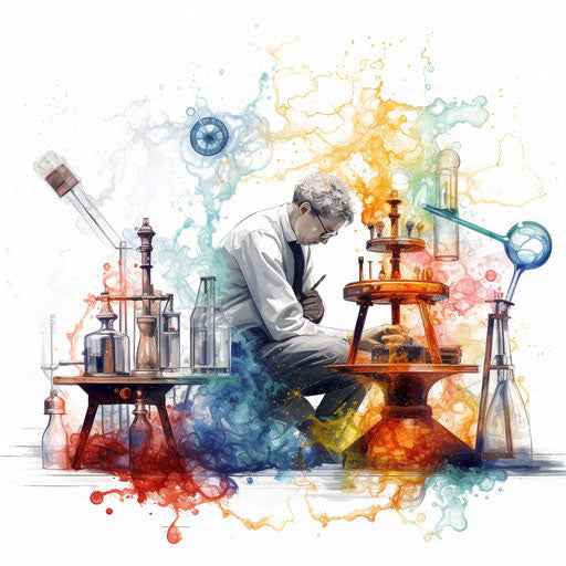 Science clipart in the style of Oil painting, on a white background