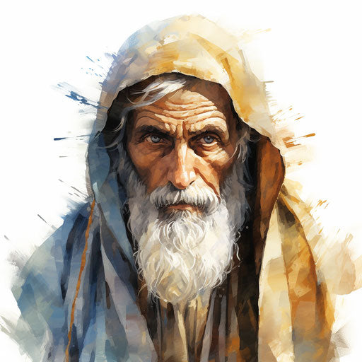 Religious art in the style of oil painting, on white background