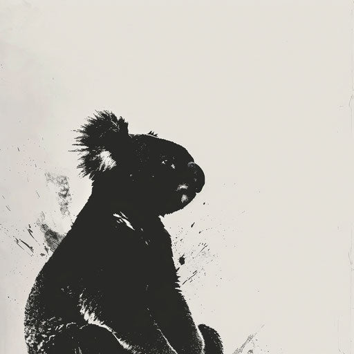 Minimalist silhouette of a koala on monochromatic background