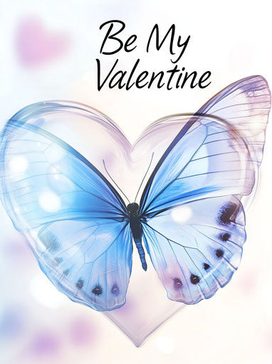 Blue Butterfly on Heart Shape: Be My Valentine