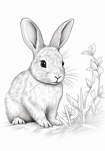 A small rabbit on white background coloring page pdf