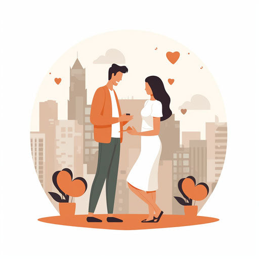 Minimalist engagement clipart on white background