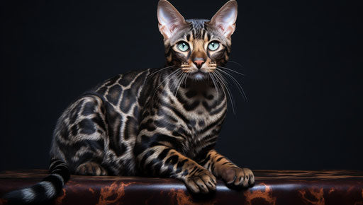 Bengal cat, light black and silver style, bold patterns