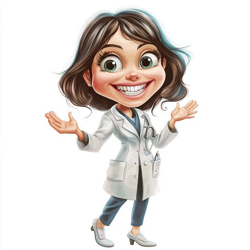 Humorous caricature of a clinic with human characteristics