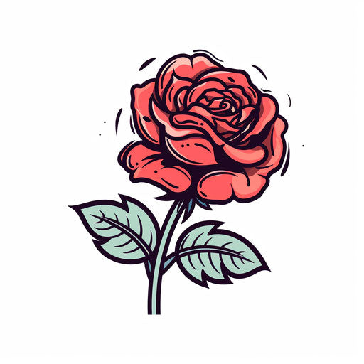 Minimalist style rose illustration on white background