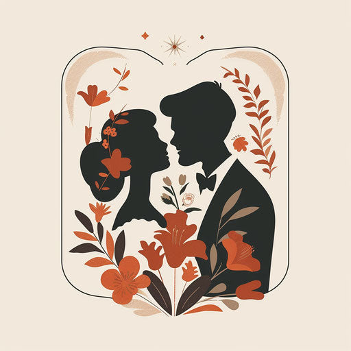 Retro wedding logo with elegant fonts and a muted palette