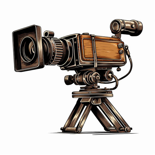 Video camera clipart in the style of Chiaroscuro Art, on white background