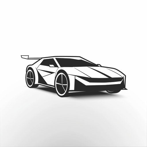 Minimalist car logo with clean icon and bold typography, on white background