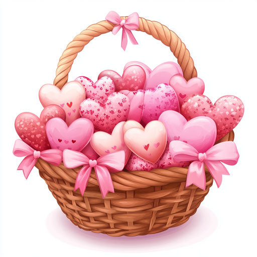 Basket full of Valentine's Day hearts