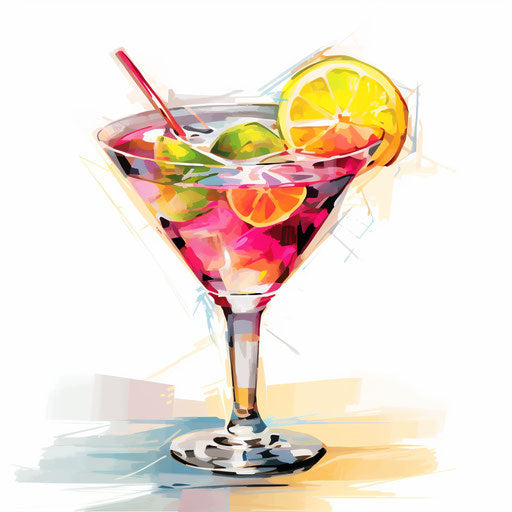 Cocktail illustration in the style of Impressionistic Art