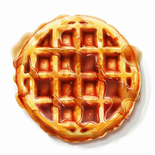 Waffle illustration in photorealistic style with flat white background