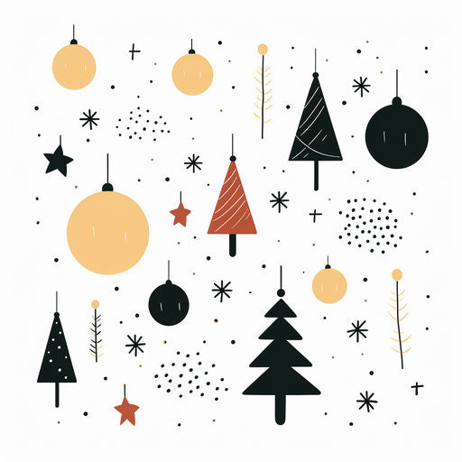 Minimalist merry Christmas and happy new year clipart on white background