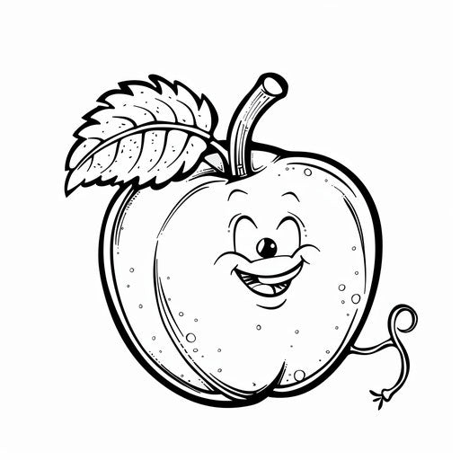 A simple and easy-to-color apple with a smiling worm