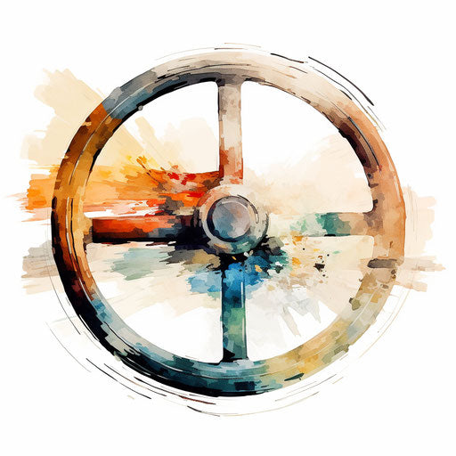 Impressionistic steering wheel clipart on white background