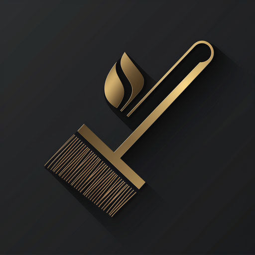 Modern cleaning logo with sleek lines and metallic background