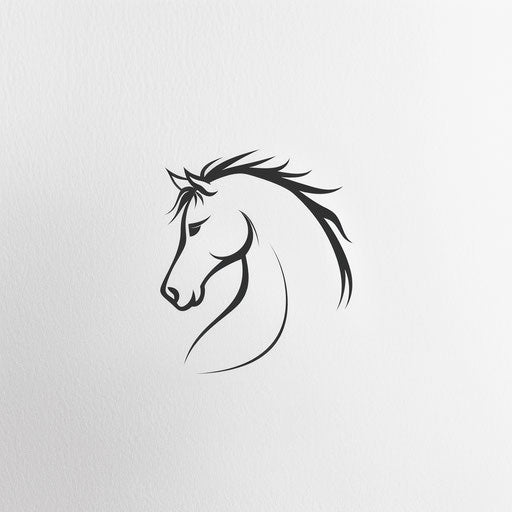 Minimalist horse logo with clean lines on light grey background