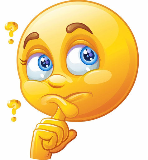 Pensive yellow smiley face with finger on chin