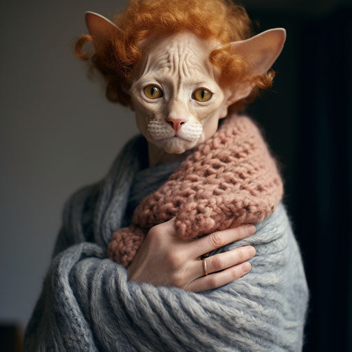 Devon Rex cat held by its owner