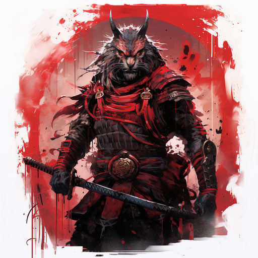 The silhouette of a samurai with armor and rag on, junglecore