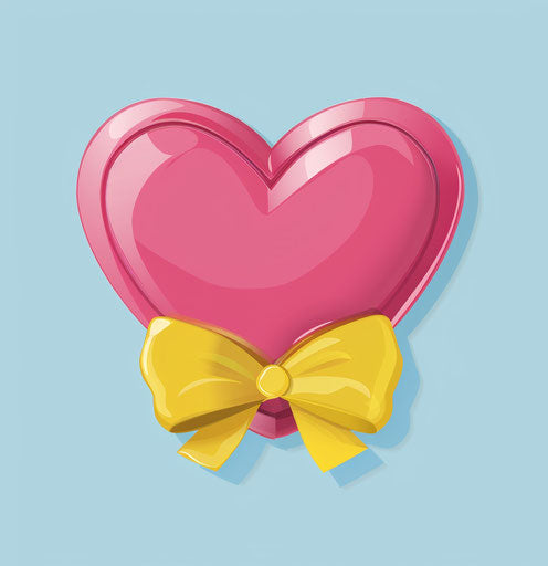 Pink heart with yellow bow, iconic 27:28 style