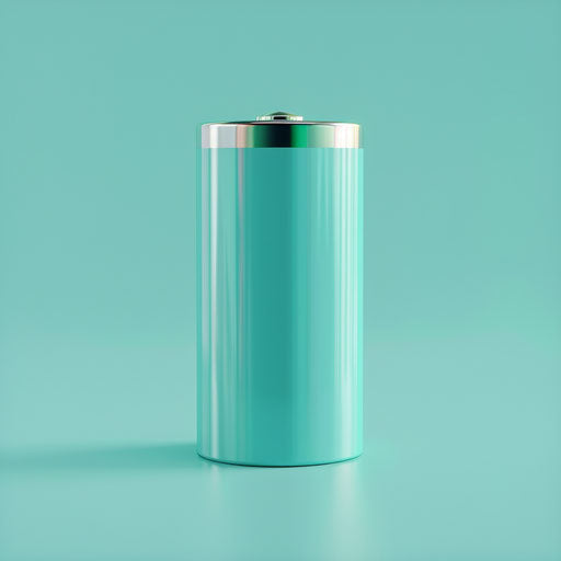 Realistic battery clipart on calm aqua background
