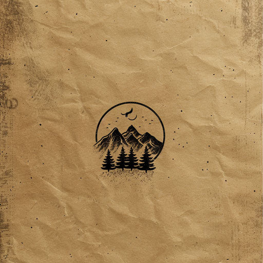 Online logo with vintage fonts and earthy tones on textured paper background