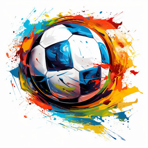 Soccer ball clipart in the style of Impressionistic Art, on a white background
