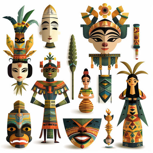 Culture clipart in a photo realistic style on flat white background