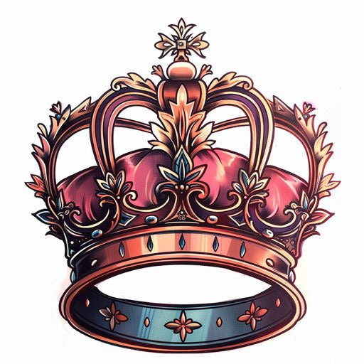 Retro-inspired queen crown tattoo art