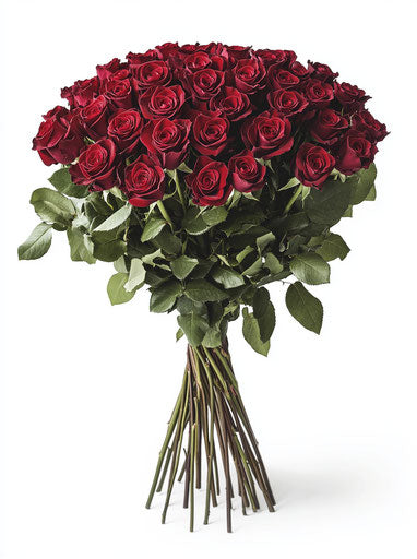 30 red roses bouquet, Valentine's Day-inspired clipart style