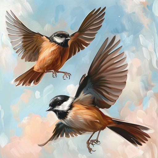 Birds in synchronized flight